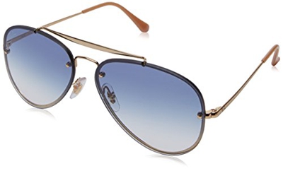 Ray-Ban 0Rb3584N, Gafas de Sol Unisex adulto, Marrón (Gold/Light Blue Gradient), 58