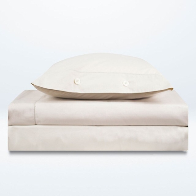 Bassols - Juego De Sábanas De Algodón Egipcio Tacto Beige Cama 150 cm