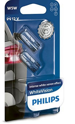 2 Bombillas Philips WhiteVision 4300K W5W Xenon White Vision Lamparas Blanca