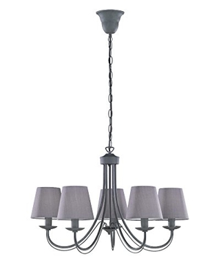 Lámpara de araña Cortez, gris, 5 brazos