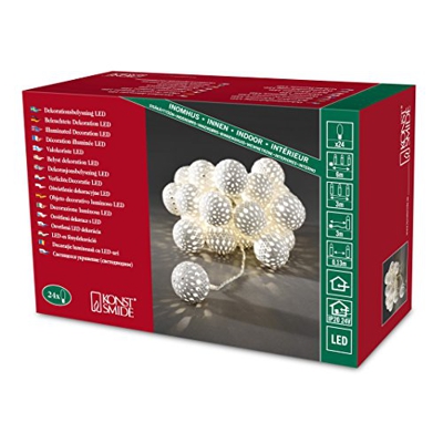 Cadena LED 24 bolas metálicas blancas blanco cál.