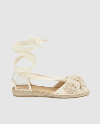 Naguisa - Alpargatas Planas De Mujer En Color Beige Con Cintas Y Pompones características
