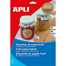 Etiqueta adhesiva APLI 17376 A4 marrón kraft 10 hojas de 1 etiqueta características