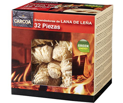 Carcoa Fuego 0326 Pastillas de Lana de Leña FSC 100%, 1 Paquete de 32 Piezas, Rojo, 14x14.3x12.5 cm en oferta