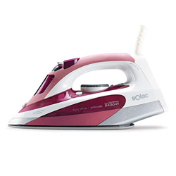 Solac PV2006 New Optima Plancha 2400W, Suela cerámica, antical, Golpe 120, Vapor Continuo 30 g/min, Sistema autolimpieza, Mango ergonómico Soft Touch, características