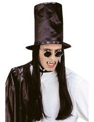 Sombrero de copa con pelo negro adulto Halloween características