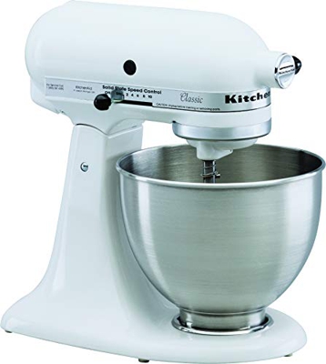 Kitchenaid 5K45SSEWH Serie Classic - Batidora amasadora multifunción, color blanco