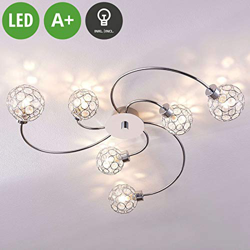 LED Deckenleuchte Tyron Lampenwelt Geschwungen sechsflammig G9 LED Flur Chrom características