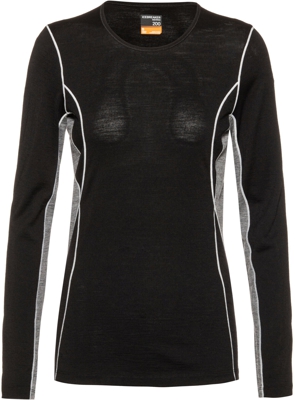 Icebreaker 200 Oasis Deluxe LS Crewe Women Black/Gritstone Heather