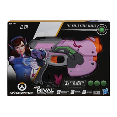 Nerf- Rival Overwatch D.Va y 3 recargas (Versión Española), Multicolor (Hasbro E3122190)