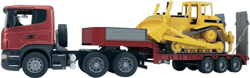 Bruder Scania R-series camión semirremolque con bulldozer (03555) características