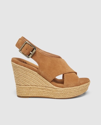 UGG - Alpargatas De Cuña De Mujer En Ante Marrón