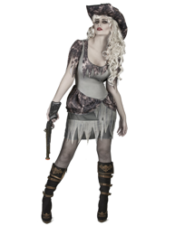 Disfraz pirata fantasma gris mujer en oferta