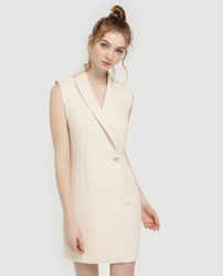 Fórmula Joven - Vestido De Sin Mangas Cuello Smoking en oferta