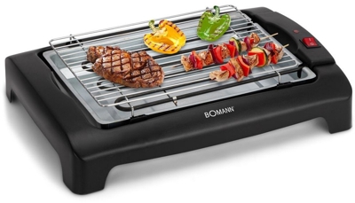 BOMANN BQ 1240 Barbacoa eléctrica parrilla cromada de 35,5 x 24,5 cm, 2000 W