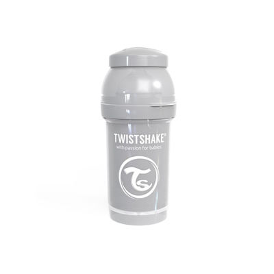 Twistshake - Biberón Anticólico Tetina Silicona (180 Ml.) Gris Pastel