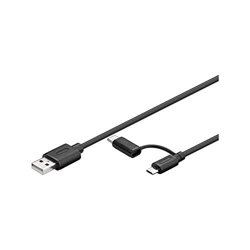 2in1 Micro USB 2.0 Kabel mit USB-C Type-C Adapter 1,0m schwarz precio
