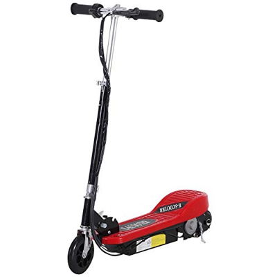 HomCom Patinete Eléctrico Plegable tipo Scooter con Manillar Ajustable - Color Rojo - 81.5x37x96cm