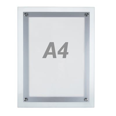 Marco cuadro iluminado por LED PrimeMatik, A4 285x372mm de metacrilato para cartel anuncio letrero