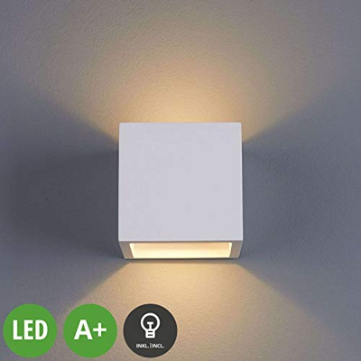 LED Lámpara de pared 'Marita' (Moderno) en Blanco hecho de Cerámica, Arcilla, Yeso e.o. para Pasillos (2 llamas, A+) de LAMPENWELT | aplique LED, apli
