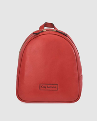 Guy Laroche - Mochila De Mujer De Piel Vacuna Lisa En Rojo Con Cremallera en oferta