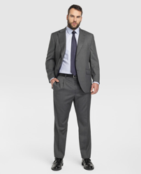 Dustin - Traje De Hombre Classic De Cuadrillé Liso Gris Tallas Grandes precio