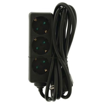 Valueline Regleta de 3 tomas Schuko con cable de 3Â metros de color negro, con cierres de seguridad para niños, hasta 3680 W
