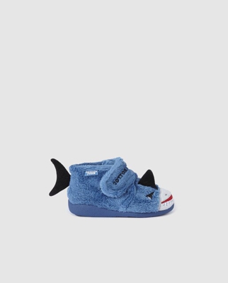 Cotton Juice - Zapatillas De Casa De Niños  Cerrada En Azul Con Bordado Tiburón