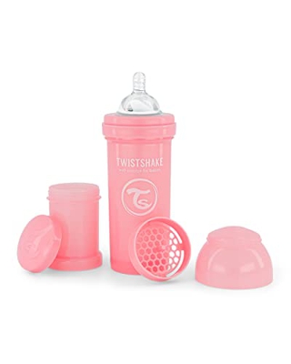 Twistshake - Biberón Anticólico Tetina Silicona (260 Ml.) Rosa Pastel