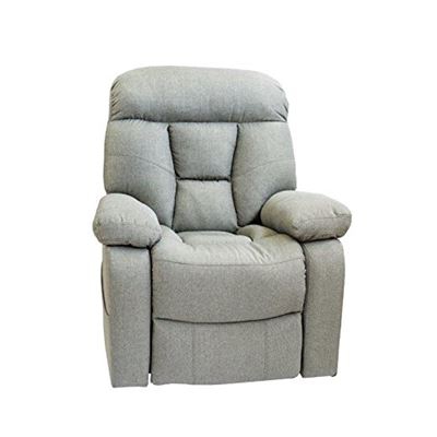 Sillón Relax Deluxe Masaje Elevador, Eléctrico Calor Lumbar, Tela de Máxima Calidad (Gris)