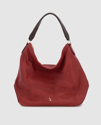 Abbacino - Hobo De Piel En Rojo Con Cremallera