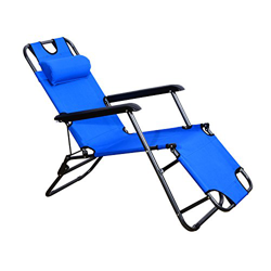 Outsunny Tumbona Reclinable y Plegable de Jardín - Color Azul - Tela Oxford y Acero - 153x60x29cm precio
