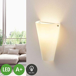 Aplique Alia de vidrio opalino, bombilla LED E14 en oferta