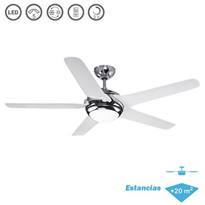 Ventilador de techo con luz LED Beaufort blanco cromado EDM