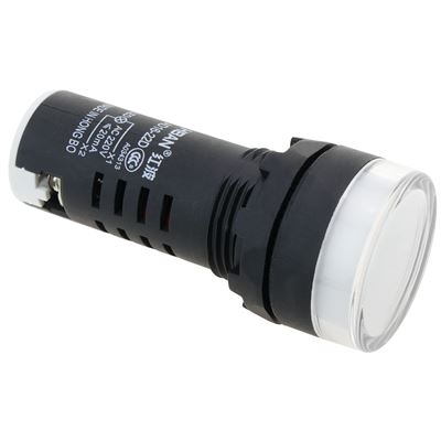Luz piloto LED BeMatik intermitente de 22 mm para paneles de control 220 VAC blanco