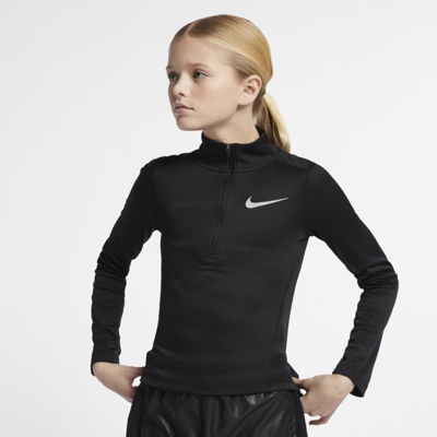 Nike Camiseta de running de manga larga con media cremallera - Niña - Negro