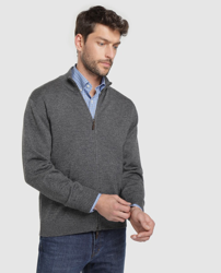 Mirto - Chaqueta De Punto De Hombre Gris Con Cremallera características