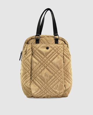 DMR - Mochila Acolchada De Mujer De Nylon En Camel Con Asas De Mano