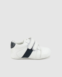 OTS - Zapatillas Deportivas De Bebés Blancas Con Talón Azul Y Velcro características