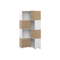 Biblioteca de esquina moderna madera y blanca 8 nichos QUADRA precio