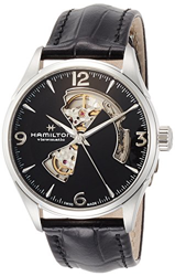 Hamilton - Reloj De Hombre Jazzmaster Open Heart A42-BK-L-BK De Piel Negro en oferta