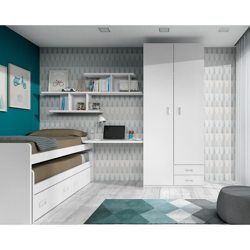 Ver El Corte Inglés - Dormitorio Juvenil Con Cama Compacta En Blanco Planet y sus características El Corte Inglés - Dormitorio Juvenil Con Cama Compacta En Blanco Planet en oferta