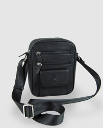 Compra Pierre Cardin - Bandolera De Piel Negra Con Dos Cremalleras  Exteriores al mejor precio - Shoptize