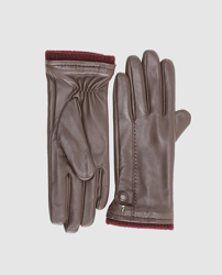 Abbacino - Guantes De Mujer De Piel En Marrón Con Puño De Punto precio