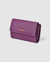 Pierre Cardin - Cartera De Piel Morada Calidad Grano en oferta