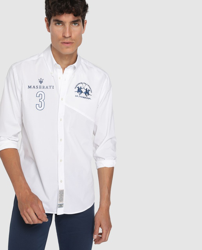 La Martina - Camisa De Hombre Regular Lisa Blanca mejor precio - Shoptize