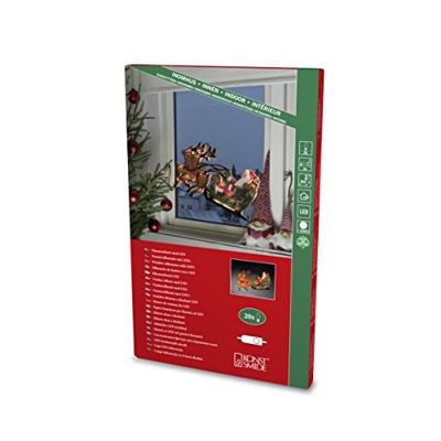 Reno con Papá Noel - figura LED para ventana