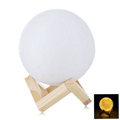 LED Lámpara de la Luna 3D Impresión 2 Cambio de Color Amarillo/Blanco- 15CM