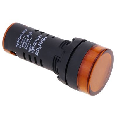 Luz piloto LED BeMatik intermitente de 22 mm para paneles de control 220 VAC naranja