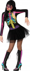 Disfraz esqueleto de colores tutú mujer Halloween en oferta